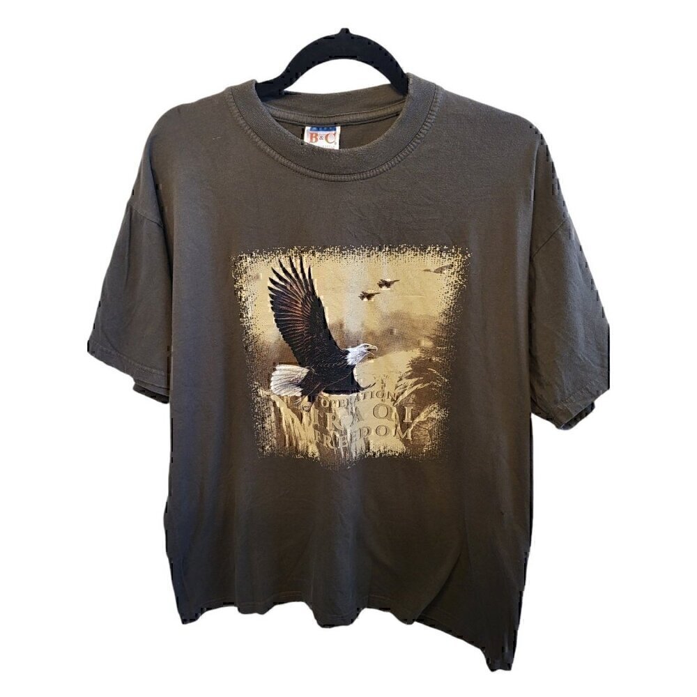Operation Freedom Iraq Eagle Vintage Men's Size Large Army Green